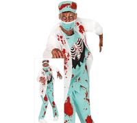 FIESTAS GUIRCA Déguisement de chirurgien zombie diabolique pour homme - Docteur squelette sanglant - Costumes d'Halloween pour homme Taille adulte M