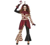 FIESTAS GUIRCA Déguisement de Clown d'Horreur - Chemise d'Arlequin avec Pantalon Évasé pour Femme Adulte Taille S 36-38