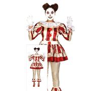 FIESTAS GUIRCA Déguisement de Clown d'Horreur Rayé pour Femme - Costume de Clown Tueur Rouge - Costumes d'Halloween pour Femme Taille XL