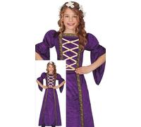 FIESTAS GUIRCA Déguisement de Dame Violette pour Filles - Costume de princesse noble médiévale - Costume reine pour enfants filles - Filles de 5 à 6 Ans