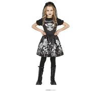 FIESTAS GUIRCA Déguisement de danseuse gothique - Robe noire avec imprimé style gothique - Déguisement d'Halloween pour filles 3-4 ans
