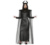 FIESTAS GUIRCA Déguisement de Fée Maléfique - Robe Noire Elégante avec Cape et Cornes pour Femme Adulte Taille M 38-40