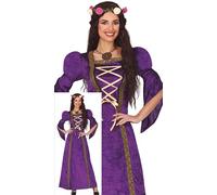 FIESTAS GUIRCA Déguisement de femme de chambre violette pour femme - Robe de femme de chambre médiévale - Costume de princesse reine pour femme taille S