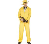 FIESTAS GUIRCA Déguisement de gangster mafieux jaune pour homme - Costume de patron de la mafia des années 1920 Déguisement homme Taille L 52-54