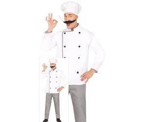 FIESTAS GUIRCA Déguisement de grand chef pour homme - Costume complet de chef cuisinier avec toque, veste et pantalon - Déguisement de cuisinier homme taille M