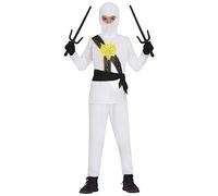 FIESTAS GUIRCA Déguisement de guerrier ninja blanc pour garçon - Déguisement de karaté pour enfant 10-12 ans