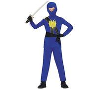 FIESTAS GUIRCA Déguisement de guerrier ninja bleu pour enfant 10-12 ans