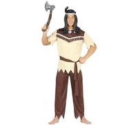 FIESTAS GUIRCA Déguisement de guerrier Tomahawk - Déguisement pour homme d'inspiration amérindienne incl. Bandeau Plume Taille S 46-48