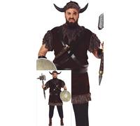 FIESTAS GUIRCA Déguisement de guerrier viking pour hommes - Costume historique du roi barbare pour hommes incl. Casque de cornes Taille XXL