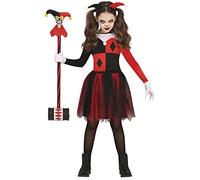 Fiestas Guirca Costume Arlequin Méchant Clown Rouge et Noir avec Tutu Fille 7-9 ans