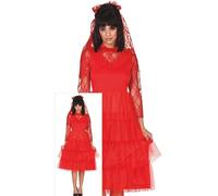 Déguisement - FIESTAS GUIRCA - Déguisement mariée rouge femme - Rouge - Taille M (38-40) - Dentelle et voile L