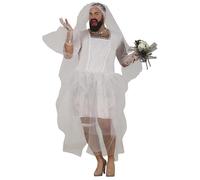 Fiestas Guirca Déguisement de mariée pour homme - Costume drôle de mariée pour homme incl. Robe de mariée et voile - Enterrement de vie de garçon déguisement homme taille XL 56-58