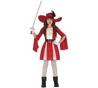 FIESTAS GUIRCA Déguisement Mousquetaire Rouge pour Fille - Déguisement Enfant incl. Robe et chapeau de mousquetaire 10-12 ans
