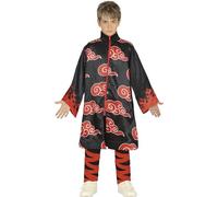 FIESTAS GUIRCA Déguisement de ninja pour enfant style manga de guerrier japonais noir et rouge feu pour enfants de 5 à 6 ans