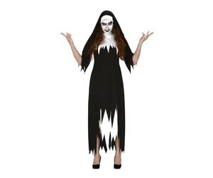 FIESTAS GUIRCA Déguisement de nonne d'horreur pour femme - Costume de nonne zombie comprenant un voile de nonne et une robe de nonne déchirée - Costumes d'Halloween pour femme taille XL