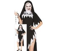 FIESTAS GUIRCA Déguisement de nonne sexy pour femme - Costume de nonne zombie comprenant un voile de nonne et une robe courte de nonne - Costumes d'Halloween pour femme taille S