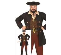 FIESTAS GUIRCA Déguisement de pirate élégant pour homme - Déguisement de capitaine pirate pour homme incl. Chapeau Pirate Taille S 46-48