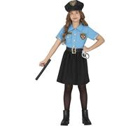 FIESTAS GUIRCA Déguisement de Police Élégant pour Filles - Uniforme de Police Bleu Clair avec Robe et Chapeau de Police - Déguisement Enfants - Filles Âge 5-6 Ans