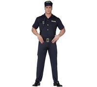 FIESTAS GUIRCA Déguisement Policier Homme - Uniforme Policier Bleu Marine avec Chapeau de Police - Costume Policier Homme Taille S 46-48