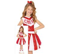 FIESTAS GUIRCA Déguisement de pom-pom girl à paillettes rouges pour filles - Uniforme de pom-pom girl américain brillant - Costume pour enfants - Filles âgées de 5 à 6 ans