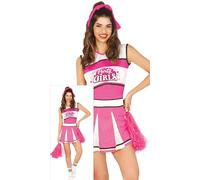 FIESTAS GUIRCA Déguisement de Pom-Pom Girl Rose pour Femme - Uniforme de Pom-Pom Girl Américaine à Manches Courtes pour Dames - Costume pour Femme Taille L