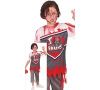 FIESTAS GUIRCA Déguisement de quadrillage zombie pour enfant - Uniforme d'école secondaire de football américain de rugby - Déguisement d'Halloween pour enfants de 5 à 6 ans