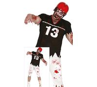 Zombie Sport Champion Halloween Horror Kostuemblutige Undeftige Gruselheld Mannschaft Geistertanz Festbekleidung Red Helmet Kapitän, Taille : 14 - 16 ans Couleur : Noir