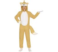 FIESTAS GUIRCA Déguisement de renard jaune pour garçon - Combinaison à capuche et queue de renard - Pyjamas animaux Déguisements pour enfants 7-9 ans