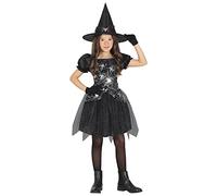 Fiestas Guirca - Déguisement sorcière toile d'araignée argentée avec chapeau Halloween - 5-6 ans