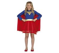 Fiestas Guirca Costume de super-héroïne pour fille robe et cape bleue et rouge 5-6 ans