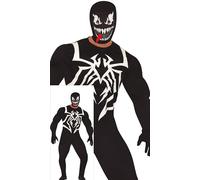 FIESTAS GUIRCA Déguisement de super-héros extraterrestre pour homme - Costume mus e méchant noir avec imprimé araignée et capuche - Costumes d'Halloween pour homme Taille adulte M
