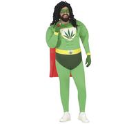 FIESTAS GUIRCA Déguisement de super-héros Marijuana pour homme - Tenue drôle de héros de mauvaises herbes pour homme avec pot