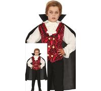 FIESTAS GUIRCA Déguisement de Vampire Chic pour Garçon - Costume de Vampire Bordeaux comprenant Cape de Vampire, Chemise, Gilet et Pantalon - Costumes d'Halloween pour Garçons de 7 à 9 Ans