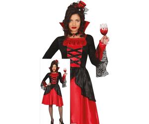 FIESTAS GUIRCA Déguisement de vampire sanguinaire pour femme - Robe de vampire rouge - Déguisement d'Halloween pour femme Taille S