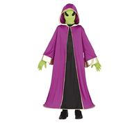 FIESTAS GUIRCA Déguisement d'extraterrestre - Tunique violette avec capuche et masque vert pour enfants de 5 à 6 ans