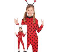 FIESTAS GUIRCA Déguisement d'héroïne rouge aventureuse pour filles - Combinaison et bandeau à pois rouges - Costume de déguisement pour enfants - Filles âgées de 7 à 9 ans