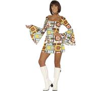 FIESTAS GUIRCA Déguisement Disco pour Femme - Tenue Robe Courte Années 70 - Costume Années 60 Femme Taille S 36-38