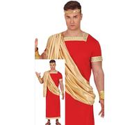 FIESTAS GUIRCA Déguisement du puissant empereur romain pour homme - Rouge et or César Auguste Toge romaine - Déguisement grec pour homme taille M