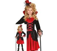 FIESTAS GUIRCA Déguisement élégant de vampiresse pour fille - Robe élégante de vampire rouge et noire - Déguisement d'Halloween pour filles
