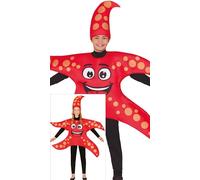 FIESTAS GUIRCA Déguisement Étoile de Mer Pétillante pour Garçons ou Filles - Tunique et Chapeau Étoile de Mer Rouge - Costume Enfants - Unisexe Âge 10-12 Ans