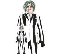 FIESTAS GUIRCA Déguisement Fantôme espiègle pour hommes - Costume rayé noir et blanc - Costumes d'Halloween pour hommes adultes Taille M