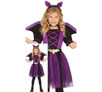 FIESTAS GUIRCA Déguisement Fille Chauve-Souris Violet - Costume Fille Chauve-Souris avec Serre tête Chauve-Souris, Robe Tutu et Ailes - Costumes Halloween Filles Âge 3-4 Ans