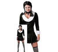 FIESTAS GUIRCA Déguisement Fille de famille Gothique Femme - Costume Robe Gothique Noire Col Blanc - Costumes d'Halloween pour Femme Taille L