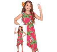 FIESTAS GUIRCA Déguisement hawaïen pour filles - Robe d'été Aloha - Tenue d'été tropicale rose - Costume pour enfants - Filles de 5 à 6 ans