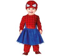 FIESTAS GUIRCA Déguisement Héroïne Rouge pour Bébé - Grenouillère Bébé Araignée Rouge et Bleue avec Tutu et Masque de Super-Héros - Costume pour Petites Filles - Bébés Filles Âge 12-18 Mois