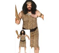 FIESTAS GUIRCA Déguisement Homme des cavernes sauvage pour homme - Costume de l'âge de pierre imprimé léopard pour homme - Taille XXL