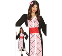 FIESTAS GUIRCA Déguisement Manga Fighter Rose Femme - Guerrier Anime Japonais avec Robe Kimono - Costumes Déguisements pour Femme Taille S