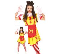 FIESTAS GUIRCA Déguisement Miss McKiller pour Femme - Costume de Clown Tueur Jaune - Costumes d'Halloween pour Femmes Taille Ados 14-16 Ans
