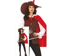 FIESTAS GUIRCA Déguisement Mousquetaire Rouge Femme - Déguisements pour Femme avec Chapeau Mousquetaire Taille S