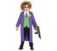 Mr Smile Costume de Héros d'Aventure d'Halloween Enfants Clown Vilain Fantaisie Tenue amusante Super Héros Fantôme Suit, Taille : 98/104 Couleur : Violet